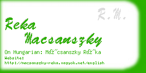 reka macsanszky business card